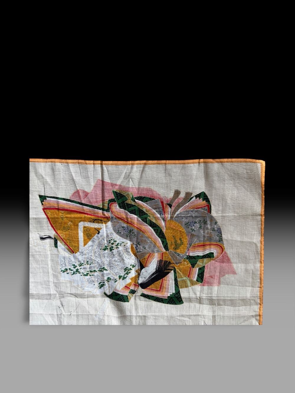 Vintage Japanese Art Hanky | Heian Court Lady Kimono Junihitoe Handkerchief